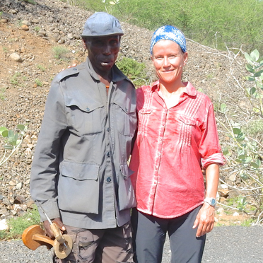 The Hamer tribesman and me, on the road to the Lower Omo Valley.